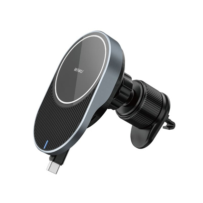 Автомобильный держатель с беспроводной зарядкой WiWU Strong Magnetic Wireless Charging Car Mount + Charging Cable (CH-315) Черный