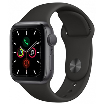 Apple Watch Series 5, 44 мм, корпус из алюминия цвета «серый космос», спортивный ремешок черного цвета