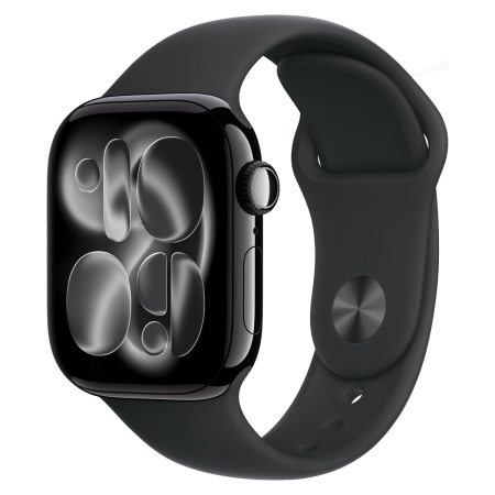 Apple Watch Series 11, 42 мм корпус из алюминия цвета «Jet Black», ремешок Sport Band размера S/M цвета «Black»