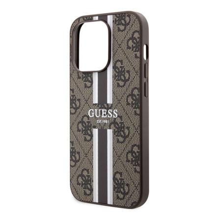 Чехол Guess для iPhone 14 Pro Max PU 4G Stripe printed logo Hard (GUHMP14XP4RPSW) Коричневый