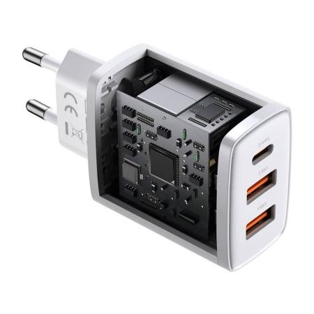 Зарядное устройство Baseus Compact Quick Charger 2 USB-A + USB Type-C 30Вт EU (CCXJ-E02) Белый