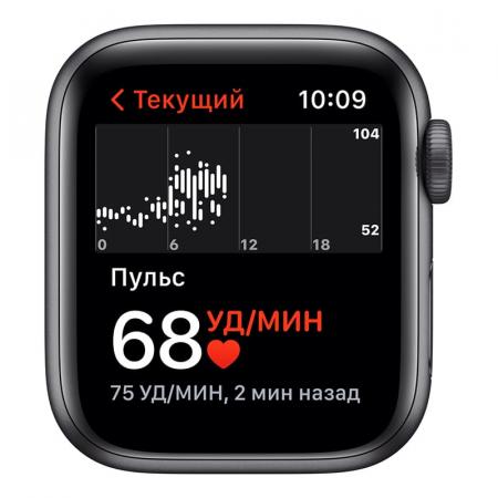 Apple Watch SE (2020), 40 мм корпус из алюминия цвета «серый космос» спортивный ремешок цвета «Midnight»