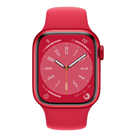 Apple Watch Series 8, 41 мм корпус из алюминия цвета (PRODUCT)RED™, ремешок Sport Band размера M/L цвета (PRODUCT)RED™
