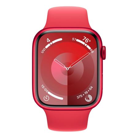 Apple Watch Series 9, 45 мм корпус из алюминия цвета (PRODUCT)RED™, ремешок Sport Band размера S/M цвета «Red»