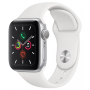 Apple Watch Series 5, 44 мм, корпус из алюминия серебристого цвета, спортивный ремешок белого цвета
