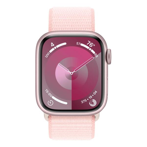 Apple Watch Series 9, 41 мм корпус из алюминия цвета «Pink», ремешок Sport Loop цвета «Light Pink»