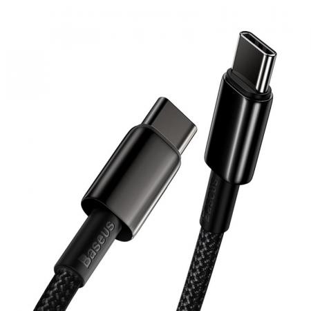 Кабель Baseus Type-C – Type-C Tungsten Gold Fast Charging Data Cable, 100W, 2 м (CATWJ-A01) Черный