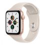 Apple Watch SE (2020), 44 мм корпус из алюминия золотого цвета, спортивный ремешок цвета «Starlight»