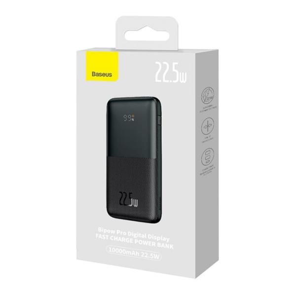 Внешний аккумулятор Baseus 10000mAh Bipow Pro Digital Display Fast Charge 22.5Вт с кабелем USB - Type-C PPBD2-1022 (PPBD040001) Чёрный
