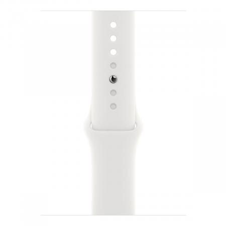 Apple Watch Series 8, 45 мм корпус из алюминия цвета «Silver», ремешок Sport Band размера S/M цвета «White»