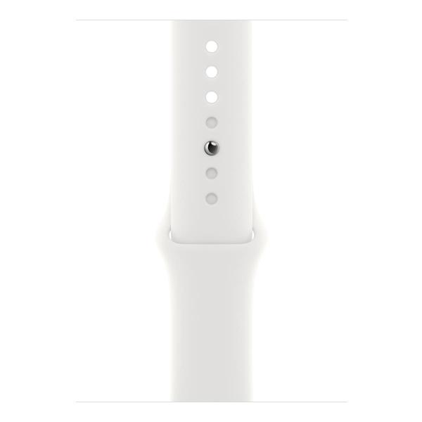 Apple Watch Series 8, 45 мм корпус из алюминия цвета «Silver», ремешок Sport Band размера S/M цвета «White»