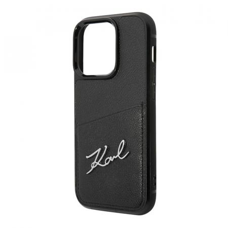 Чехол Karl Lagerfeld для iPhone 14 Pro PU with Cardslot Signature logo Hard (KLHCP14LCSSK) Черный