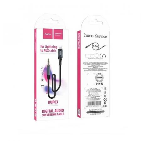 Кабель аудио hoco. Lightning на 3,5 мм jack, 1 м (DUP03) Черный