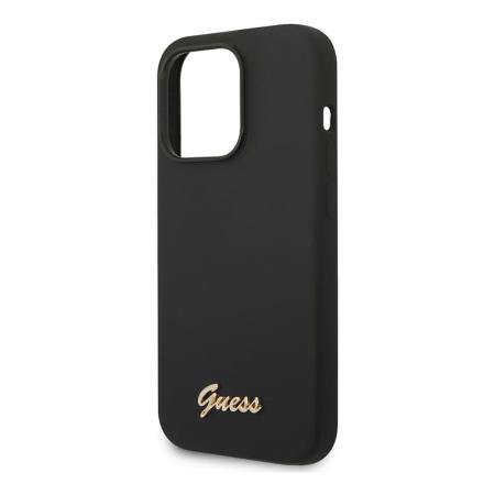 Чехол Guess для iPhone 14 Pro Max Liquid Silicone Gold Metal logo (GUHCP14XSLSMK) Черный