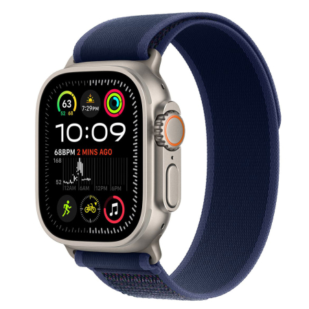 Apple Watch Ultra 2 (2024), 49 мм корпус из титана цвета «Natural», ремешок Trail Loop размера M/L цвета «Blue»