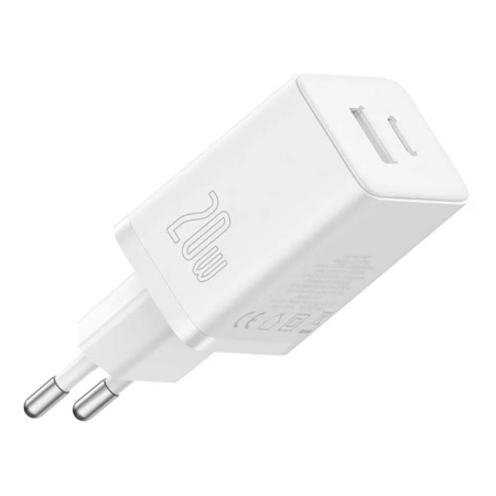 Зарядное устройство Baseus Cube Fast Charger USB-A + USB Type-C 20Вт EU Moon (P10111403213-00) Белый