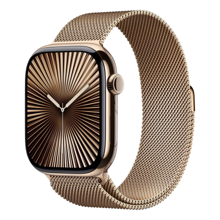 Apple Watch Series 10, 46 мм корпус из титана цвета «Gold», ремешок Milanese Loop цвета «Gold»