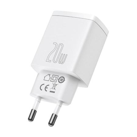Зарядное устройство Baseus Compact Quick Charger USB-A + USB Type-C 20Вт EU (CCXJ-B02) Белый