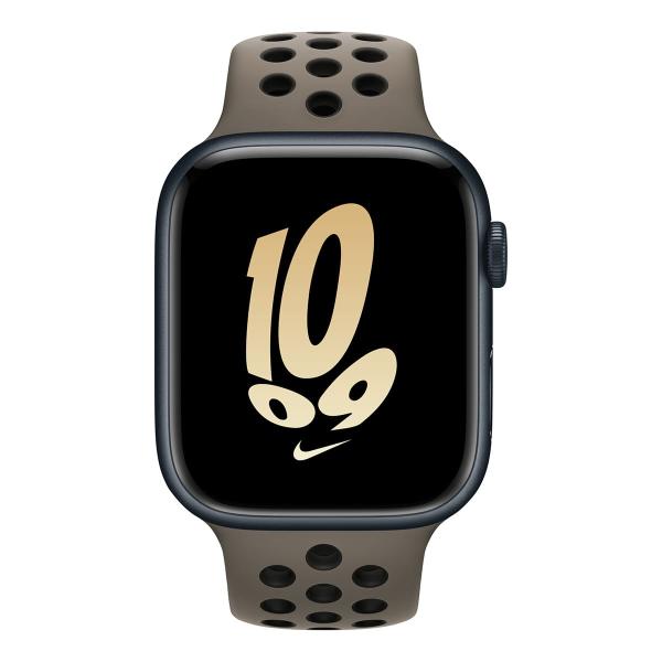 Apple Watch Nike Series 8, 45 мм корпус из алюминия цвета «Midnight», ремешок Nike Sport Band размера S/M цвета «Olive Grey/Black»
