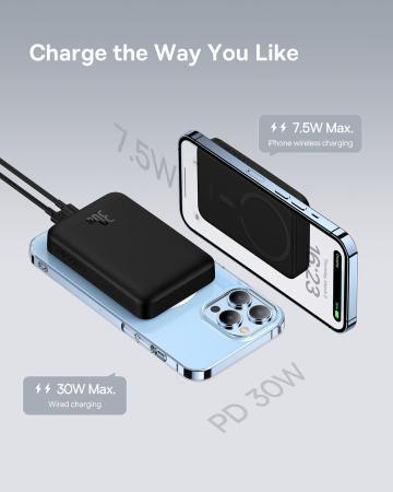 Внешний аккумулятор Baseus 10000mAh Magnetic Mini Wireless Fast Charge Power Bank 30W PPCX110201 (PPCXM1030) Чёрный
